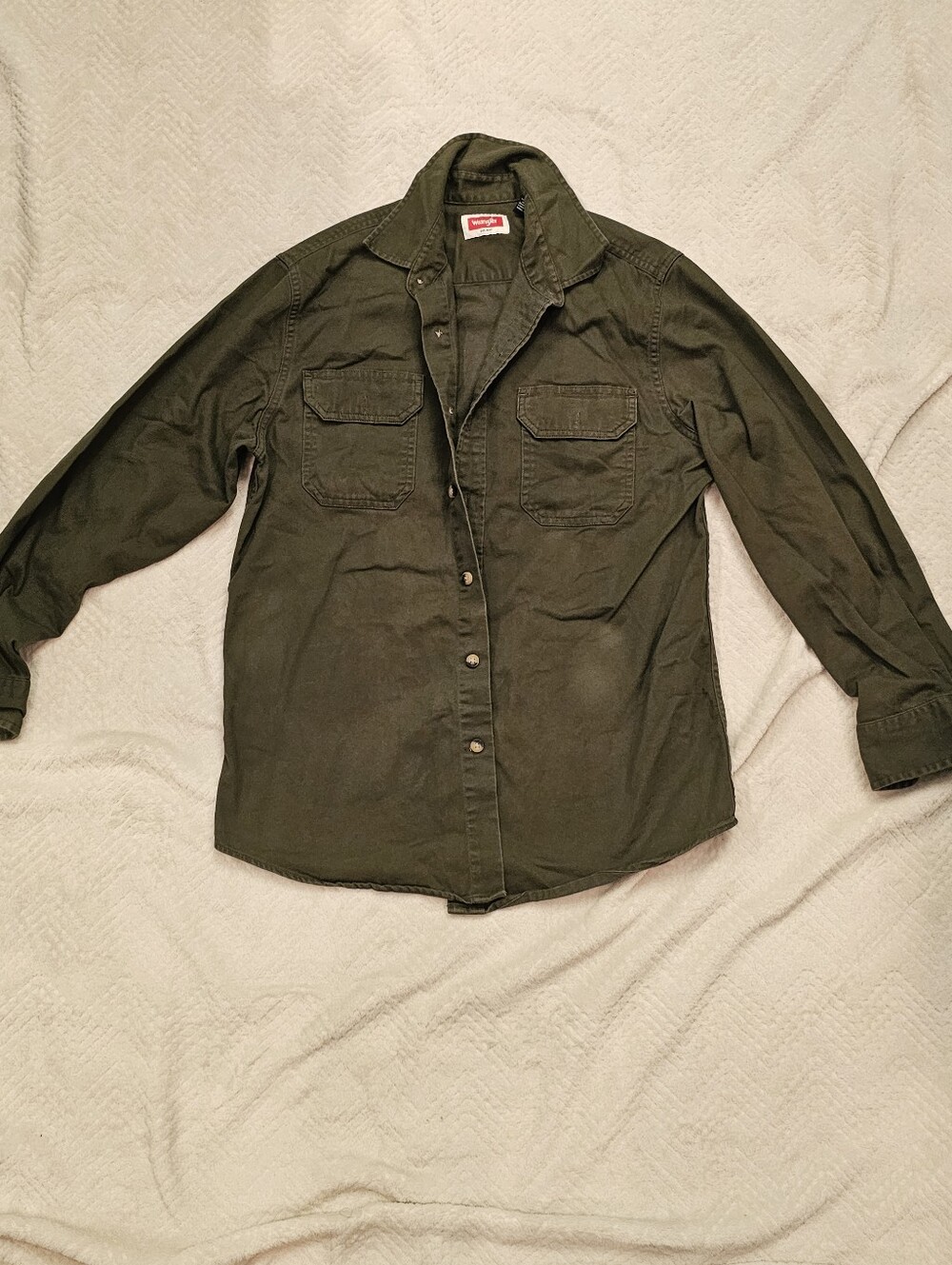 Wrangler Olive Green Casual Button-Down Shirt